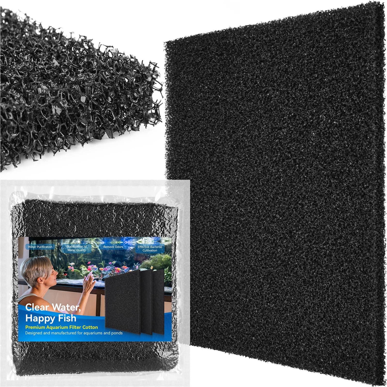 Borlech Aquarium Filter Sponge Pad, Filter Media Foam Sponges, Filter Accessories for Fish Tanks and Ponds (47 x 47 x 2 cm, 20PPI, 1 Pack)