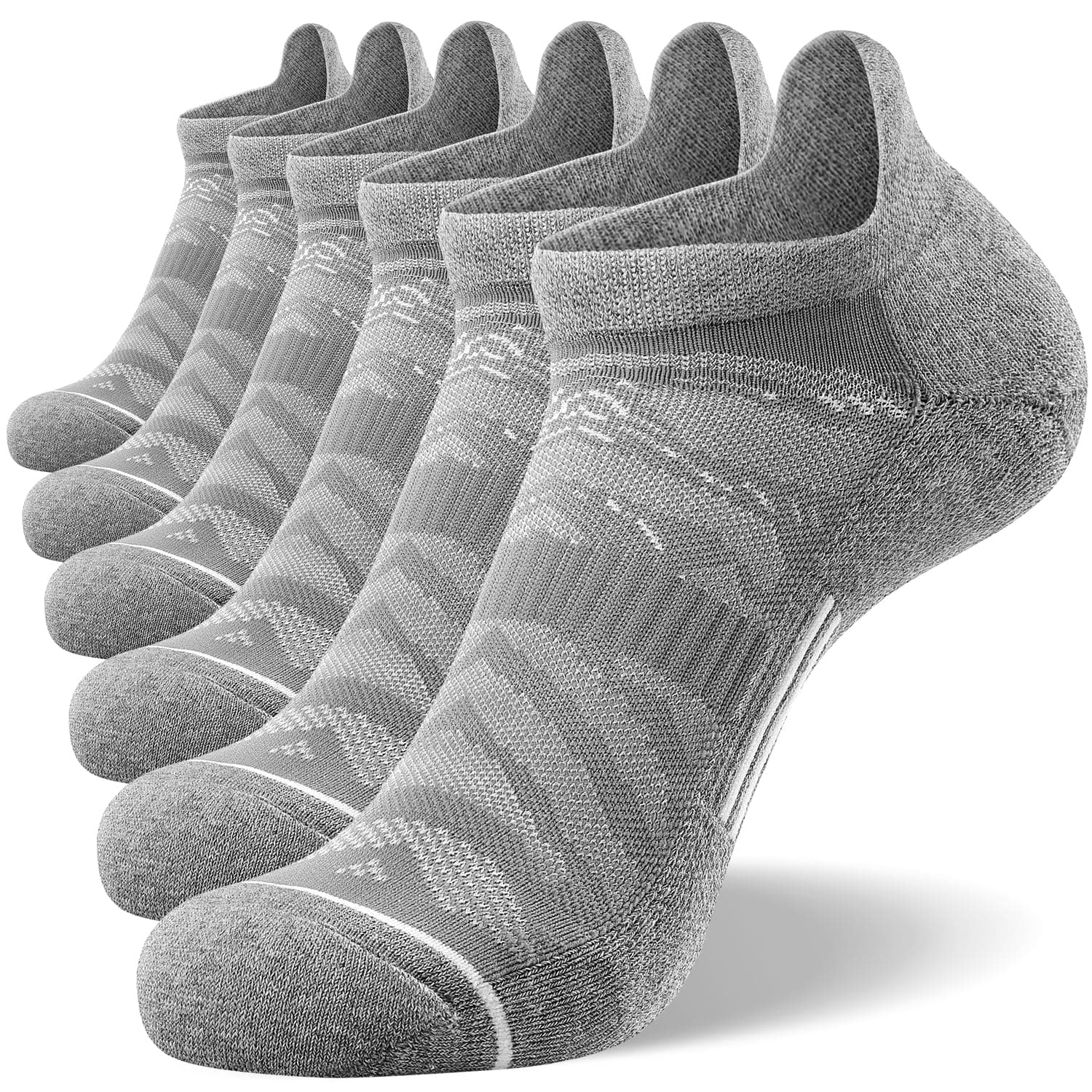 FITRELL Men's 6 Pack Ankle Running Socks Low Cut Cushioned Athletic Sports Socks 7-9/9-12/12-15