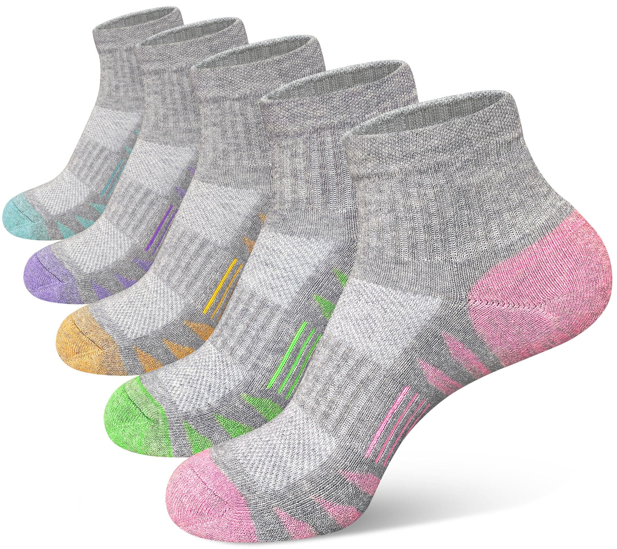 Heyoboy Womens Ankle Thick Cushioned Cotton Athletic Running Socks 5 Pairs | Anti Blister, Odor Resist, Moisture Wicking chez Amazon US