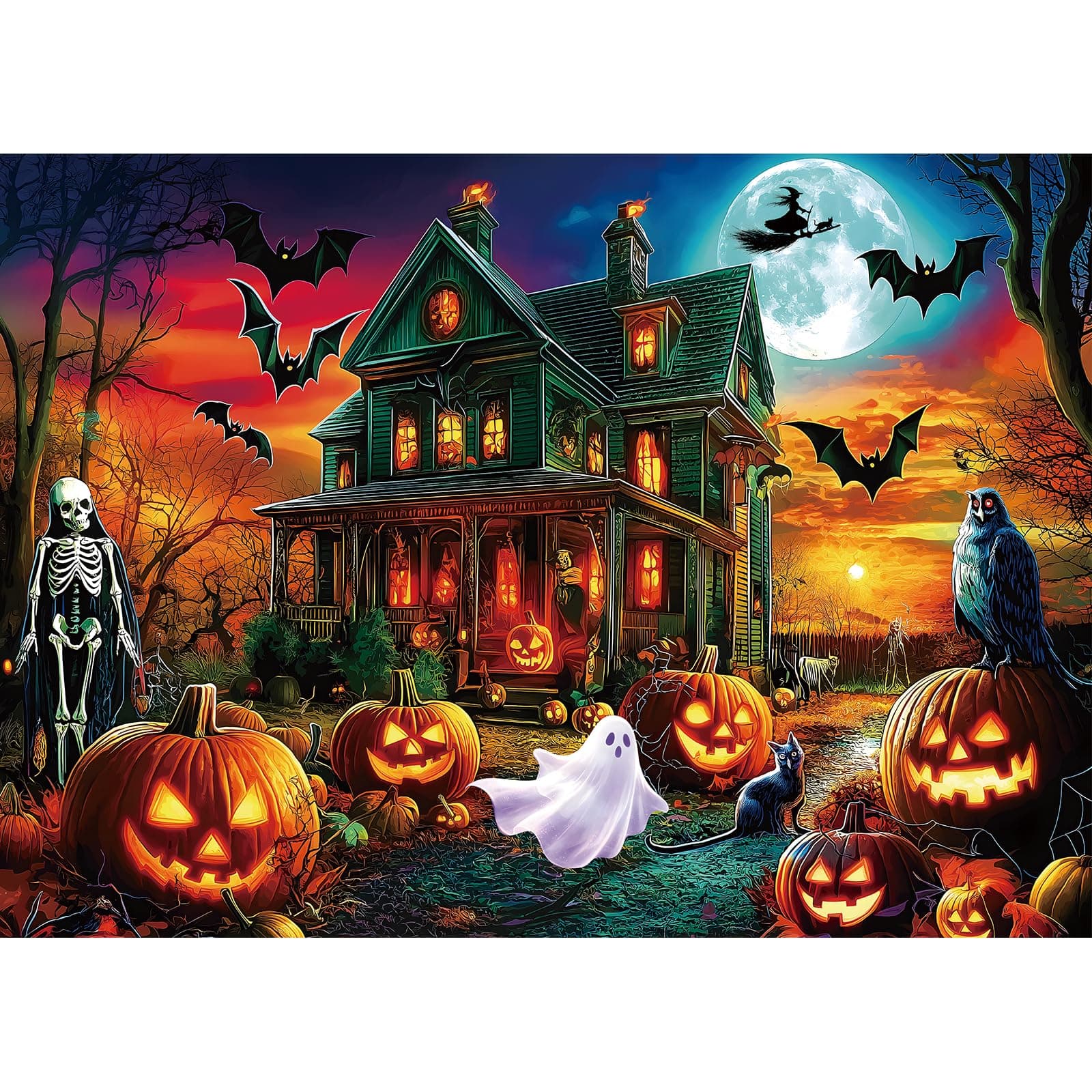 Halloween Puzzles for Adults 1000 Pieces Spooky Haunted House 27.5x19.7Inch | chez Amazon US