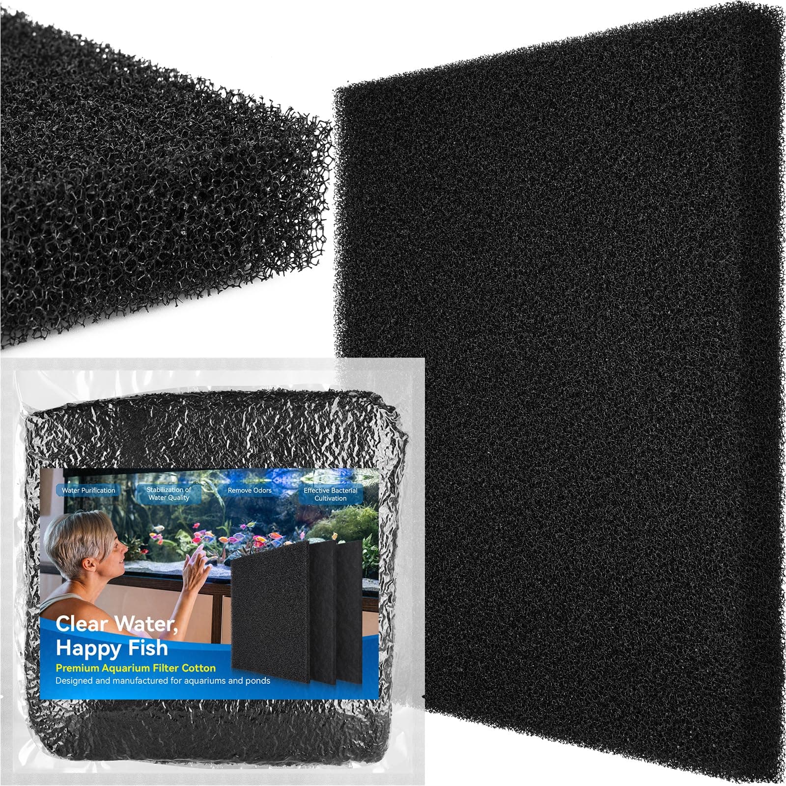 Borlech Aquarium Filter Sponge Pad, Filter Media Foam Sponges, Filter Accessories for Fish Tanks and Ponds (47 x 47 x 4 cm, 20PPI, 1 Pack) chez Amazon UK