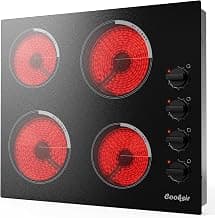 Table de cuisson électrique Cooksir de 61 cm, 4 brûleurs, 9 niveaux de chauffage, contrôle à bouton, protection d'arrêt automatique,... chez Amazon Canada