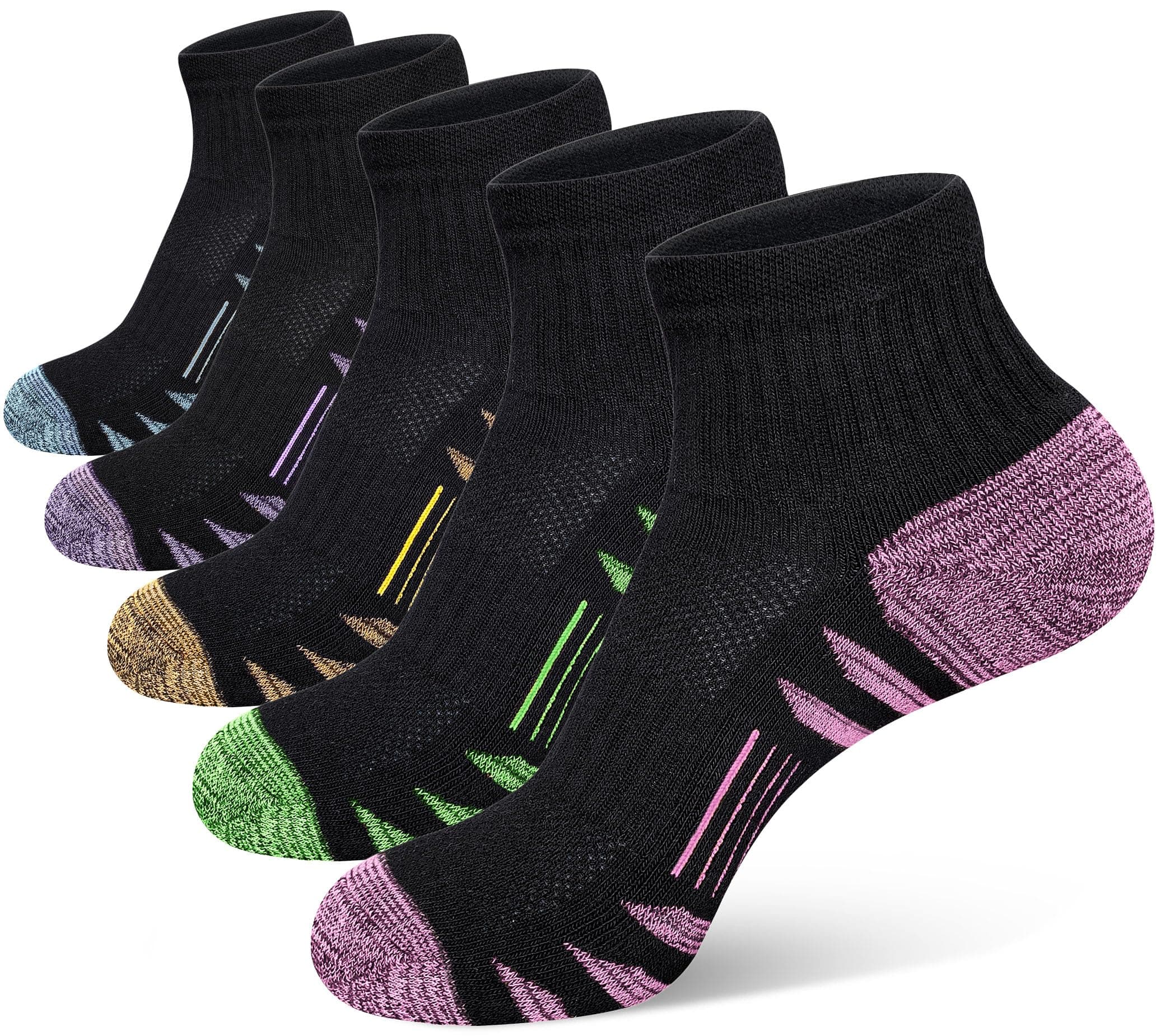 Heyoboy Womens Ankle Thick Cushioned Cotton Athletic Running Socks 5 Pairs | Anti Blister, Odor Resist, Moisture Wicking chez Amazon US