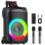 FanFun Large Party Speaker, Peak Up to 160W, Speaker with Wheels, 2 Wireless Microphones, RGB Party Lights, PA System, T36-T chez Best Buy Canada