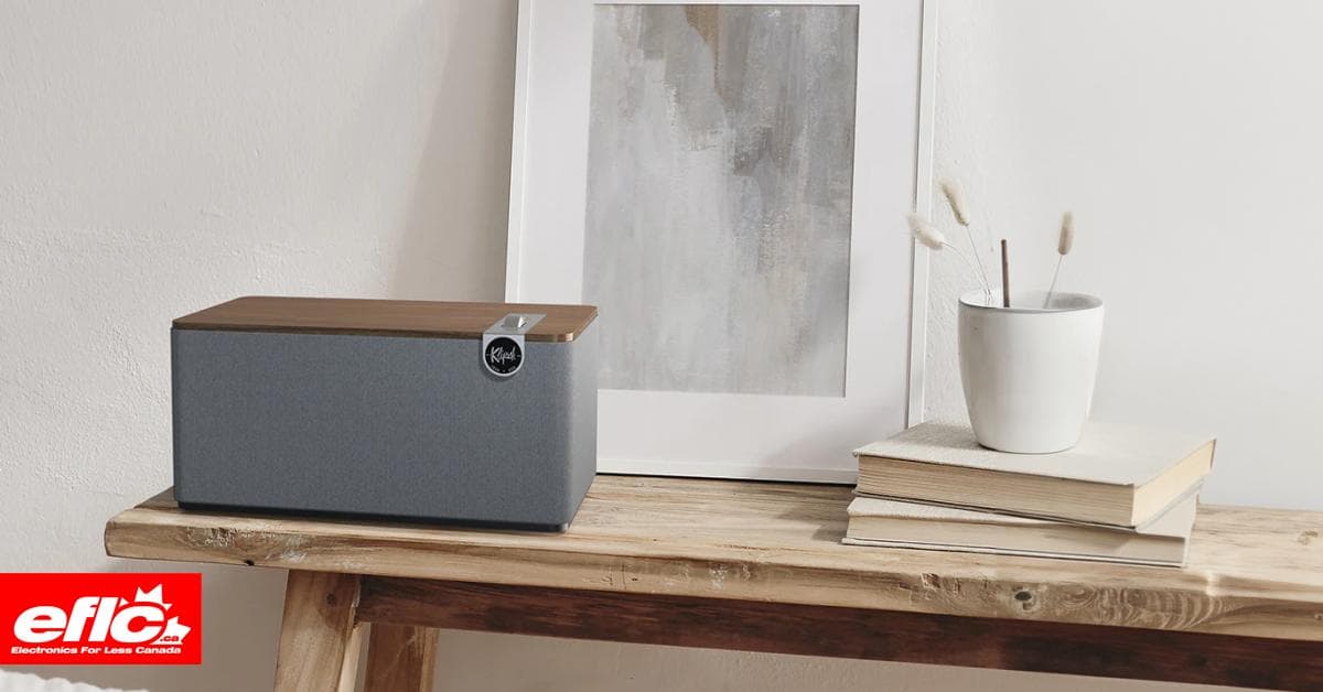 Klipsch The One Plus Compact Premium Tabletop Bluetooth Enceinte Walnut chez Electronics For Less